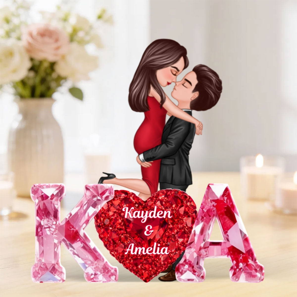 Loving Couple Initial - Personalized Acrylic Block Plaque - One of a Kind Gift for Her, Gift for Him