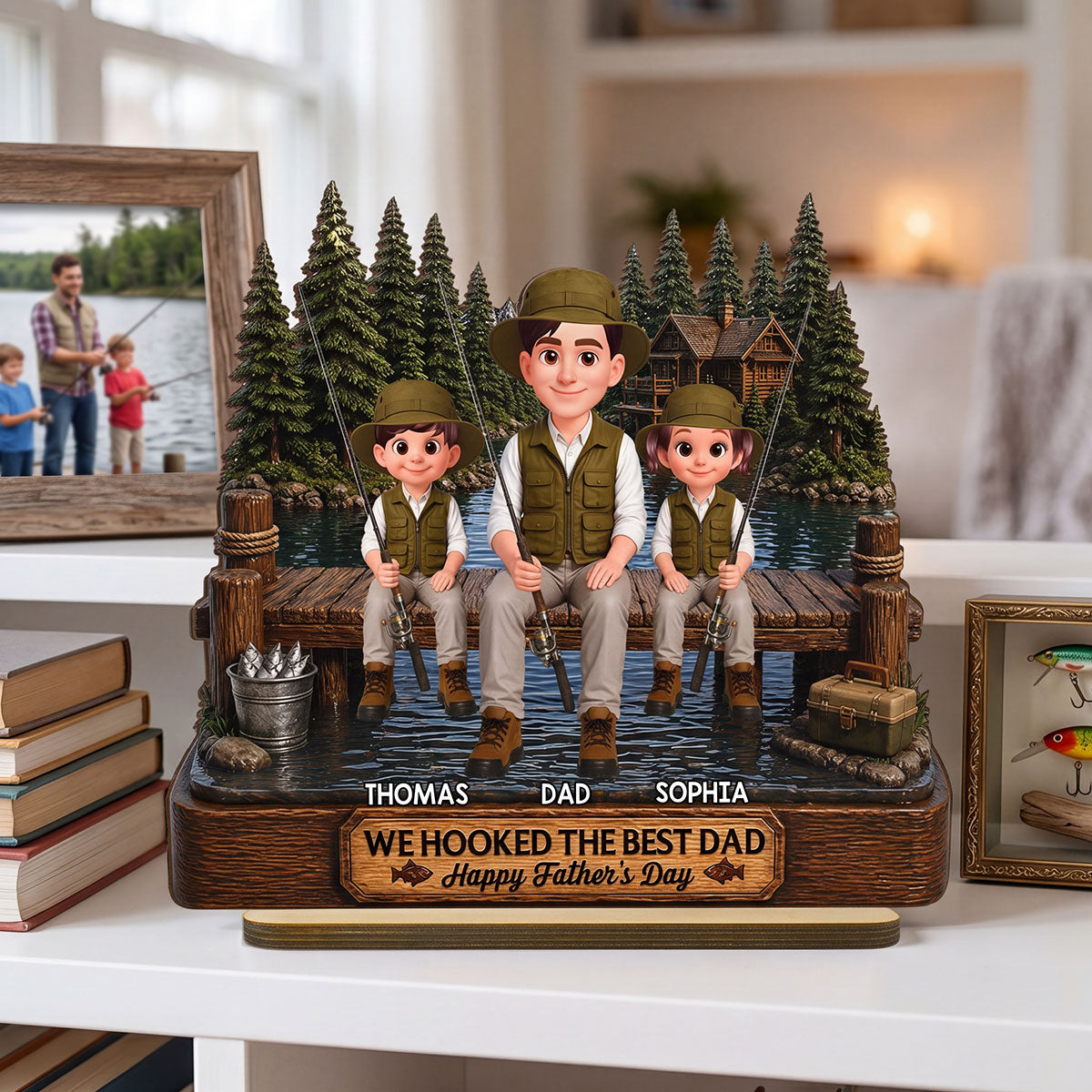 Fishing We Hooked The Best Dad - Personalized 2-Layered Wooden Plaque -  Gift For Fishing Dad, Fishing Lovers
