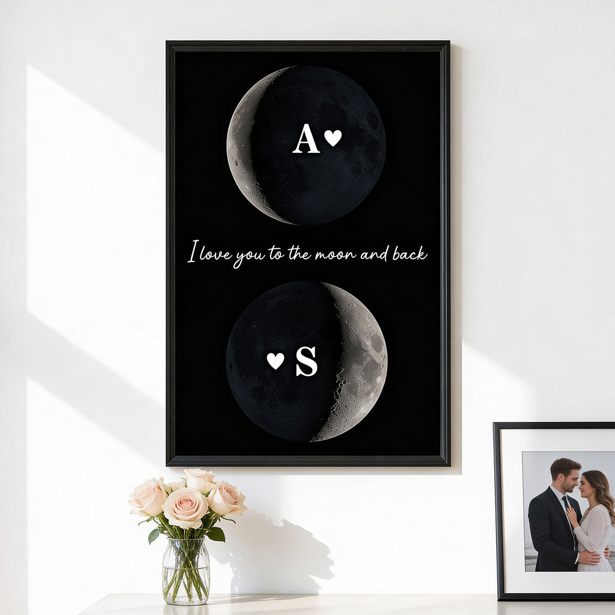 Custom Couple Birth Date Moon Phase - Personalized Poster - Valentine's Day Gift For Couple, For Her, For Him