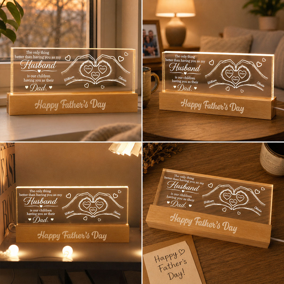 The Only Thing Having You As My Husband Hearts in Hands - Personalized Acrylic Block LED Night Light - Father's Day Gift For Husband