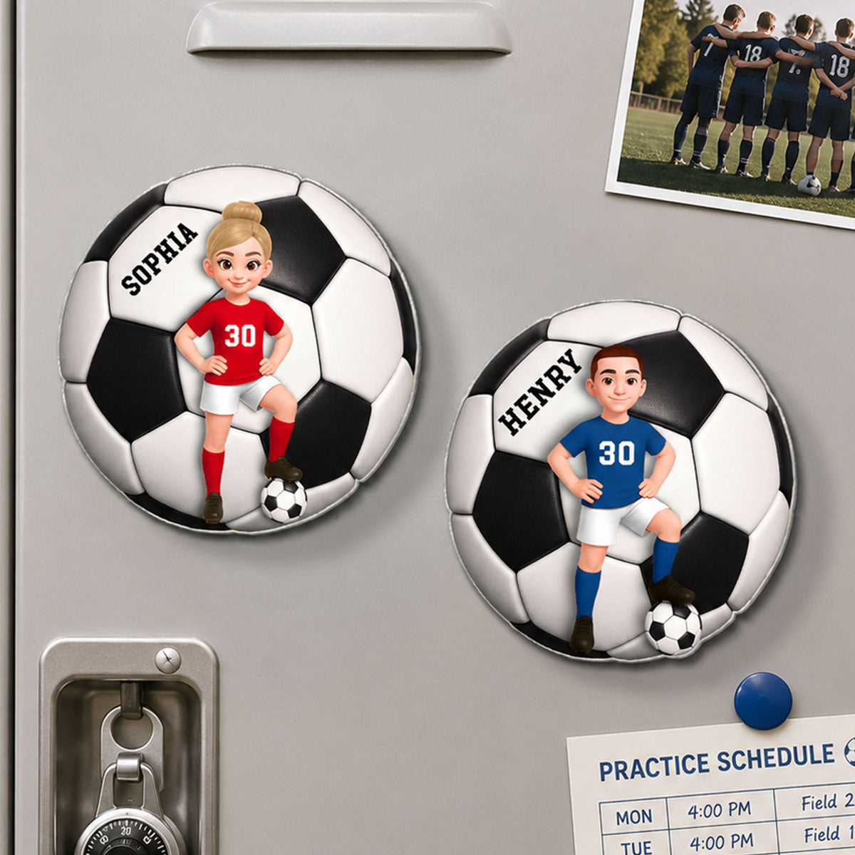 Soccer Boy & Girl - Personalized Acrylic Locker Magnet - Back To School Gift For Daughters, Sons, Grandkids, Teenagers