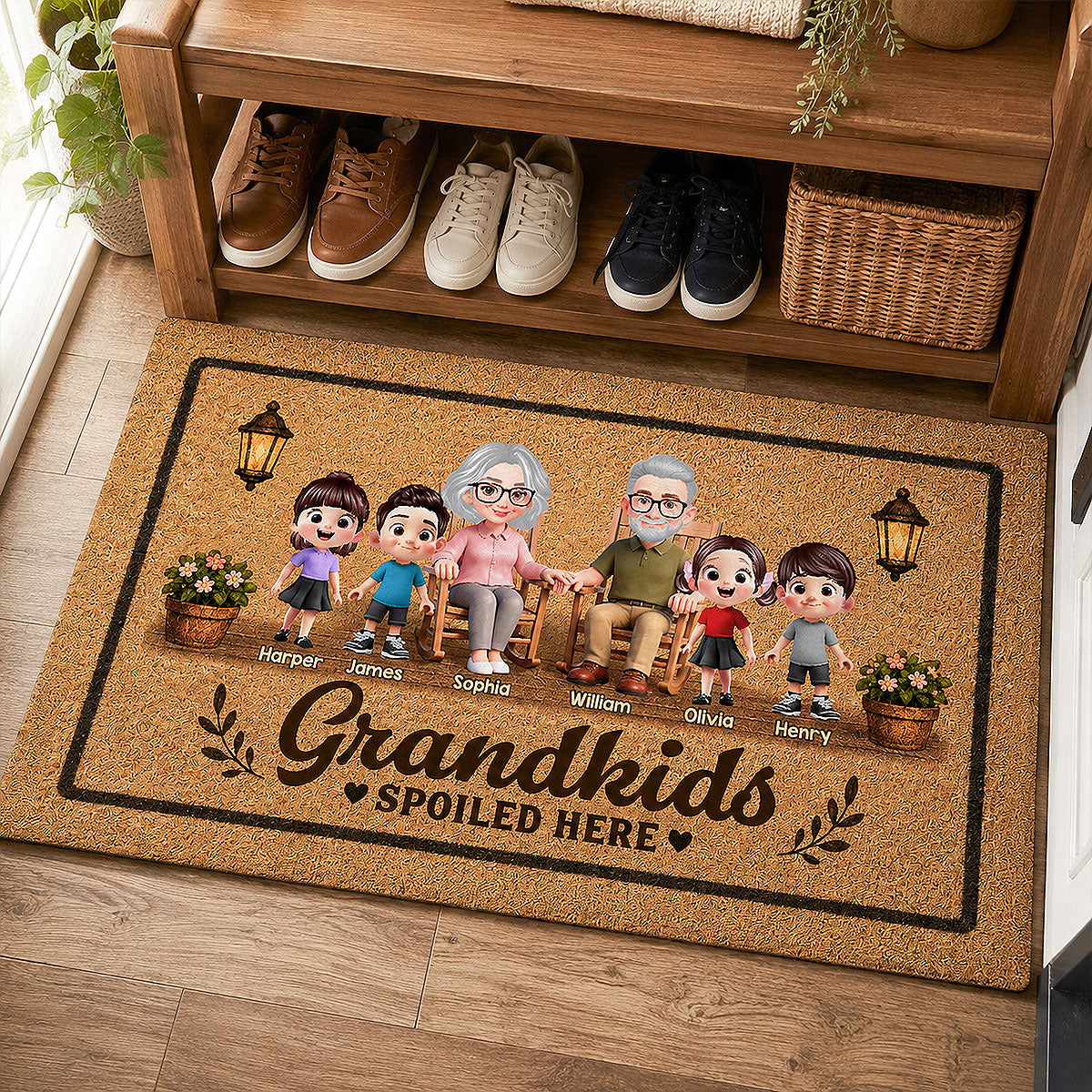 Grandkids Spoiled Here Grandparents & Grandkids - Personalized Doormat - Home Decor Gift For Grandparents