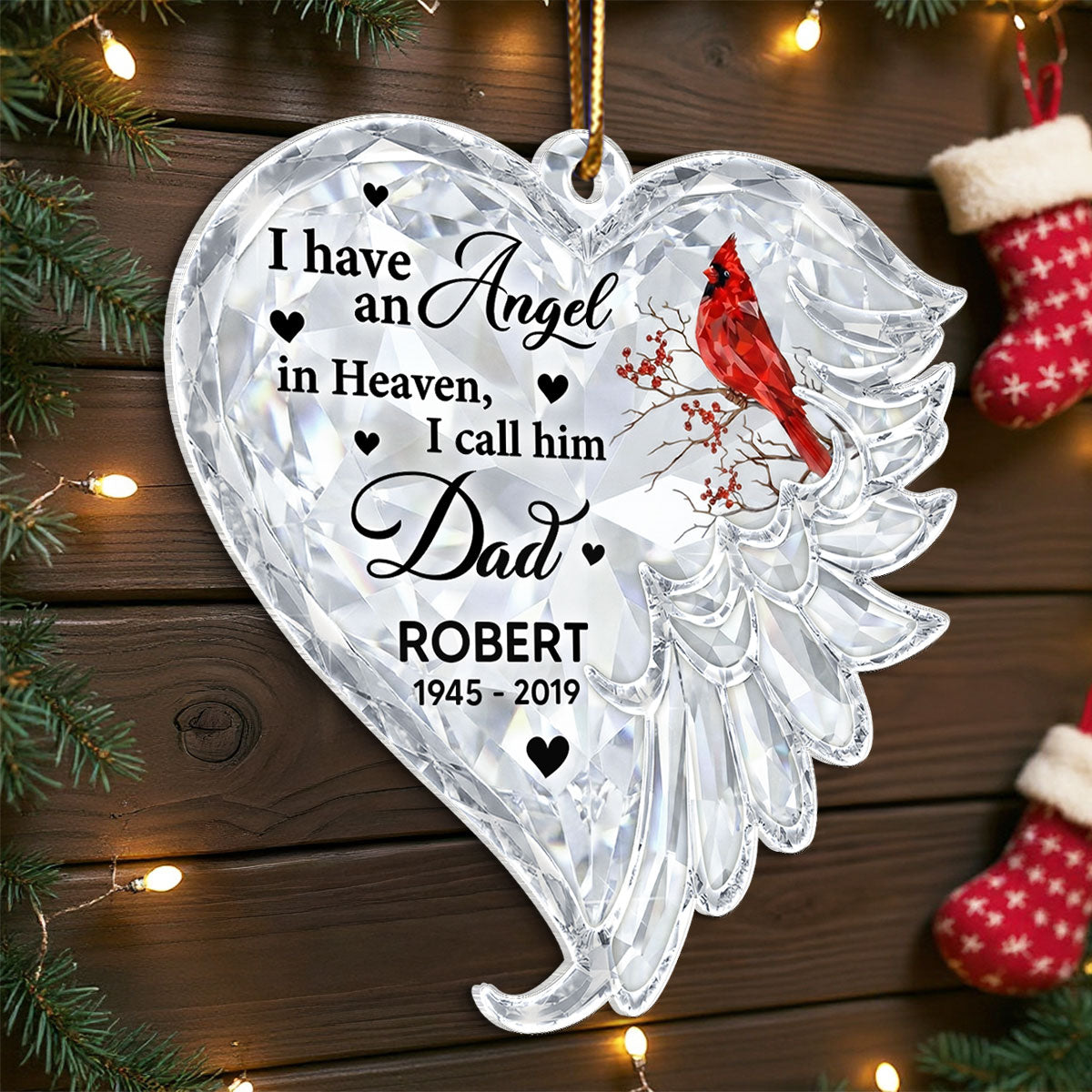 3D Crystal Effect Christmas in Heaven - Personalized Acrylic Ornament - Remembrance Gift, Sympathy Gift For Whole Family, Extended Family