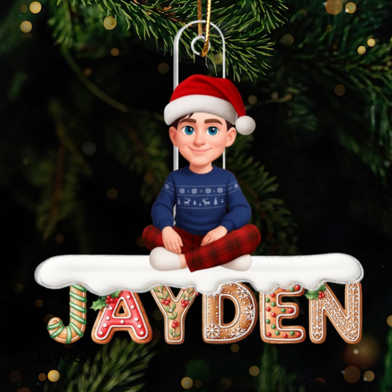 3D Effect Gingerbread Family Member Name - Personalized Acrylic Ornament - Gift For Family