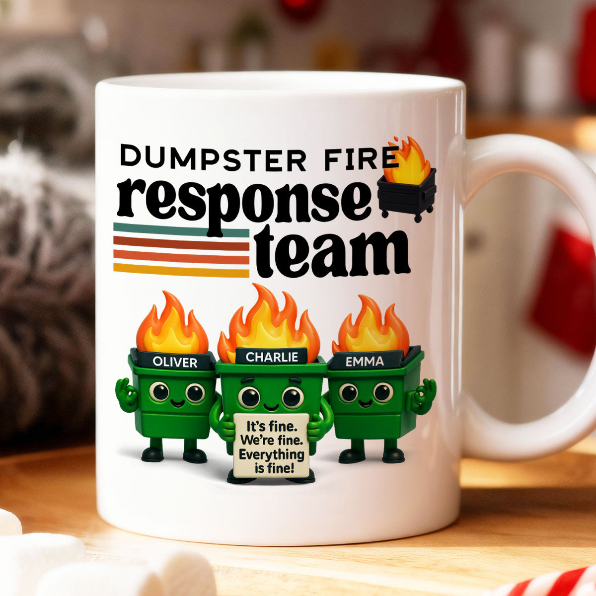 Dumpster Fire Response Team - Personalized Mug - Funny Christmas Gift, White Elephant Gift for Coworkers, Boss