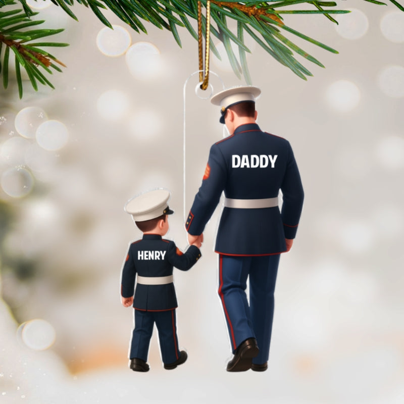 Marine Dad - Personalized Acrylic Orrnament - Perfect Christmas Gift for Marine Dad, for Husband