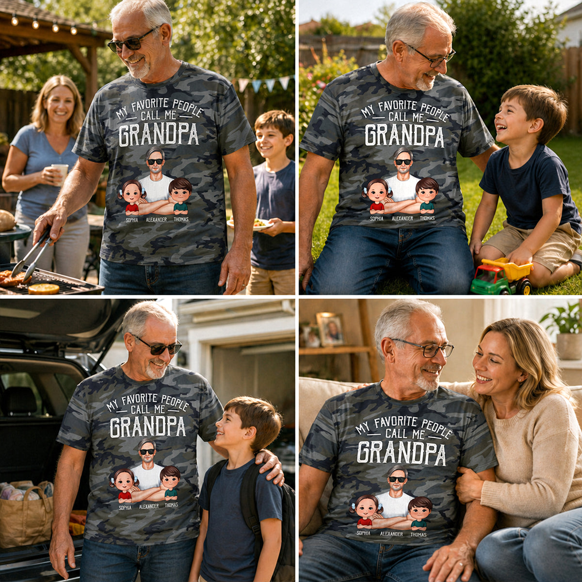 My Favorite People Call Me Grandpa Camo Pattern - Personalized Shirt - Father's Day Gift For Husband, Dad, Grandpa