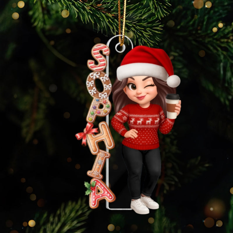Custom Family Name Gingerbread Alphabet Ornament - Personalized Acrylic Ornament - Cute Christmas Gift For Family