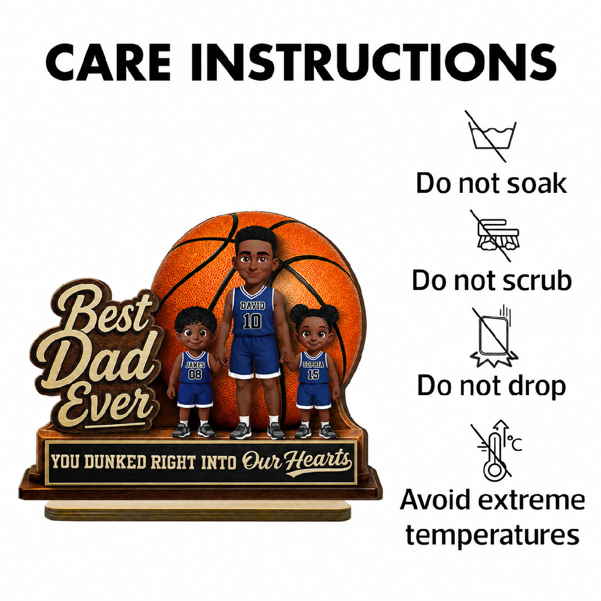 You Dunked Right Into Our Heart - Personalized 2-Layered Wooden Plaque -  Gift For Basketball Dad
