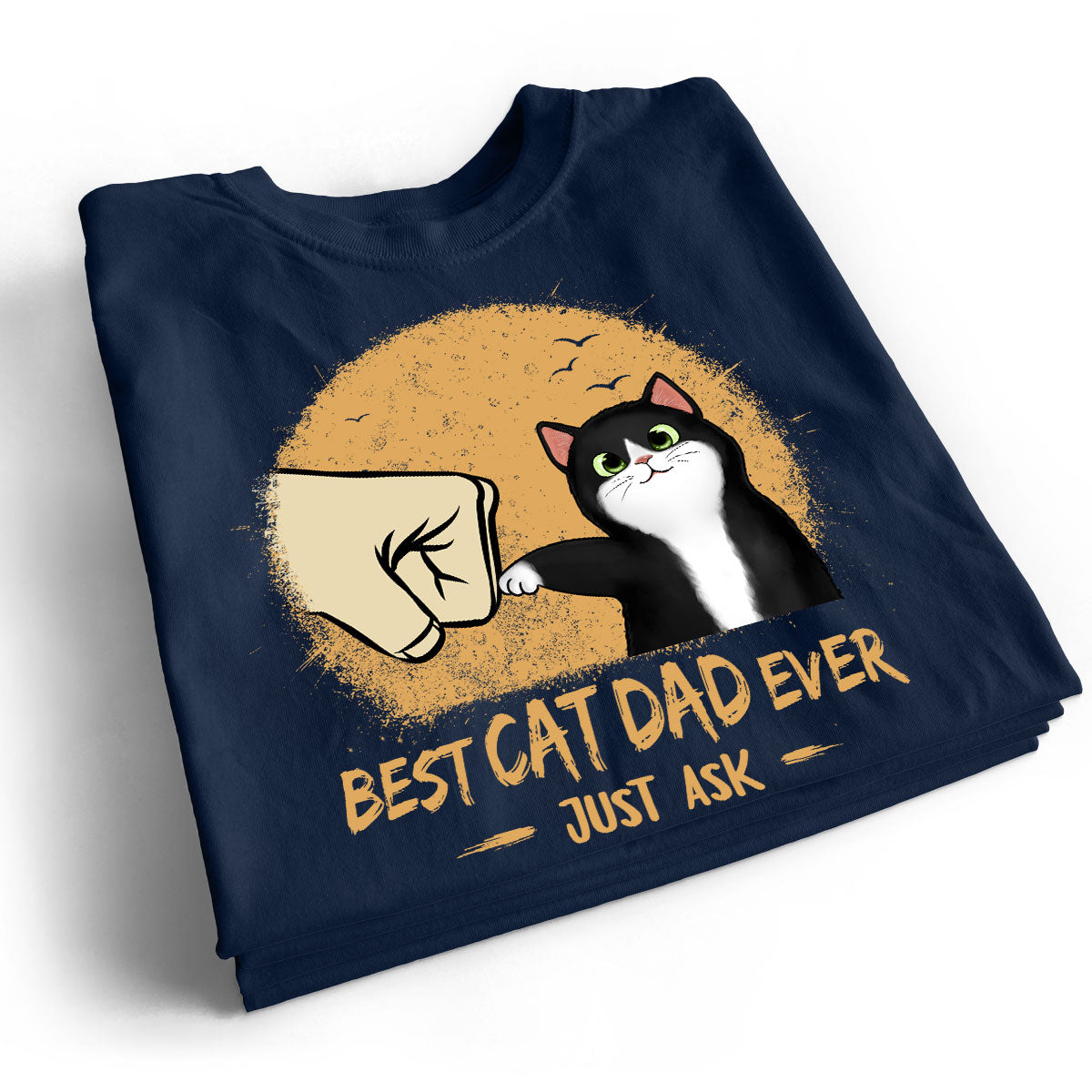 Best Cat Dad Ever Yellow Retro - Personalized Shirt - Father's Day Gift for Cat Dads, Husband