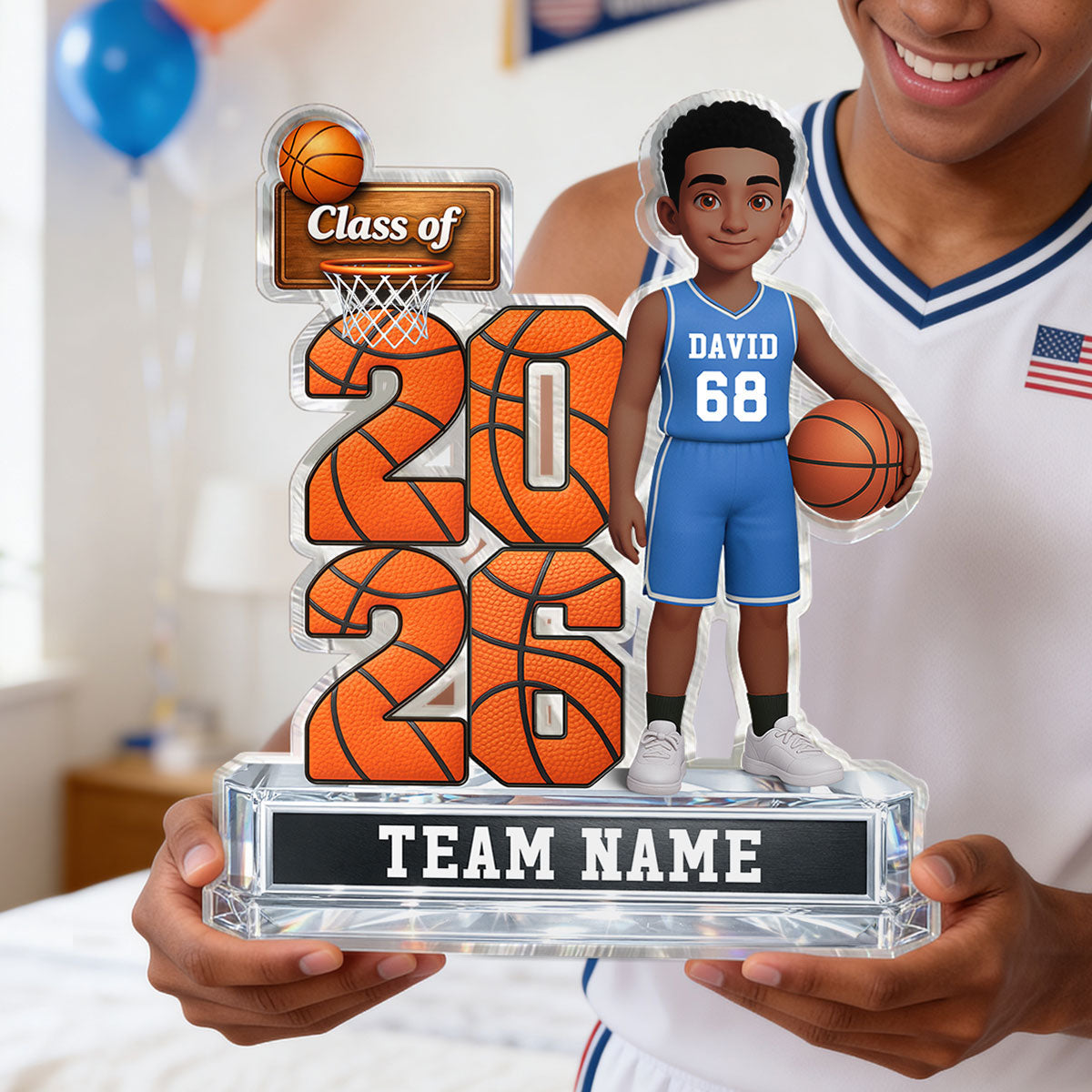 Basketball Senior Class Of 2026 2027 2D Flat - Personalized Acrylic Block Plaque - Graduation Gift For Son, Daughter