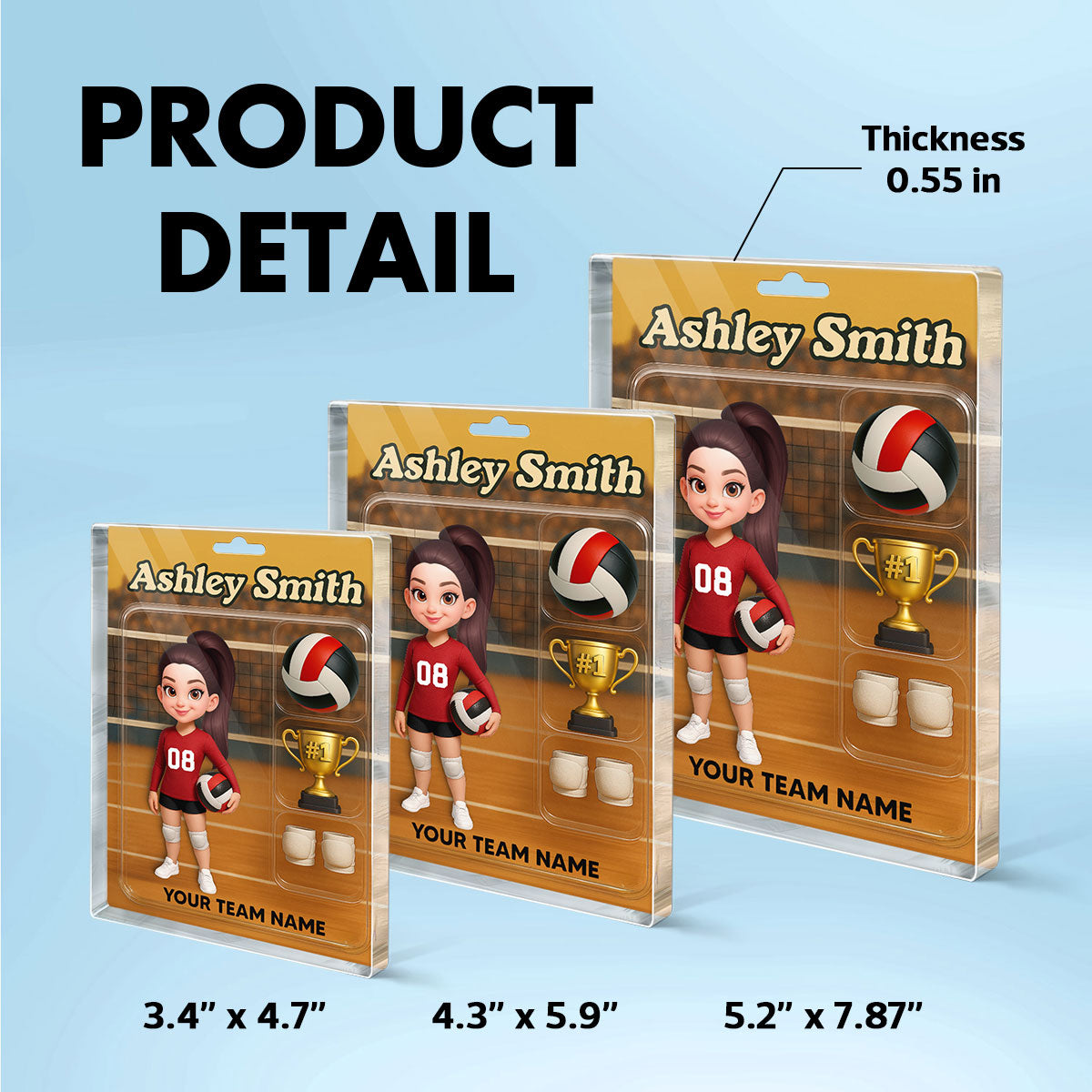 3D Effect Volleyball Player Custom Figure Style - Personalized Acrylic Block Plaque - Unique Christmas Gift For Volleyball Players, Granddaughter, Daughter