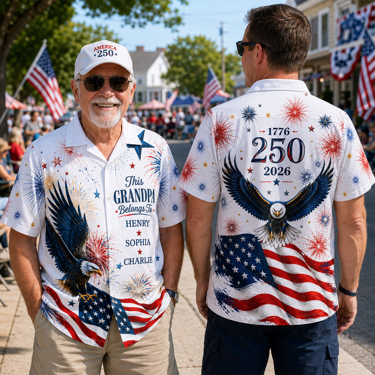 250 Years Of Freedom - Personalized Hawaiian Shirt - 4th July Gift For Men, Grandpas, Dads, Husband