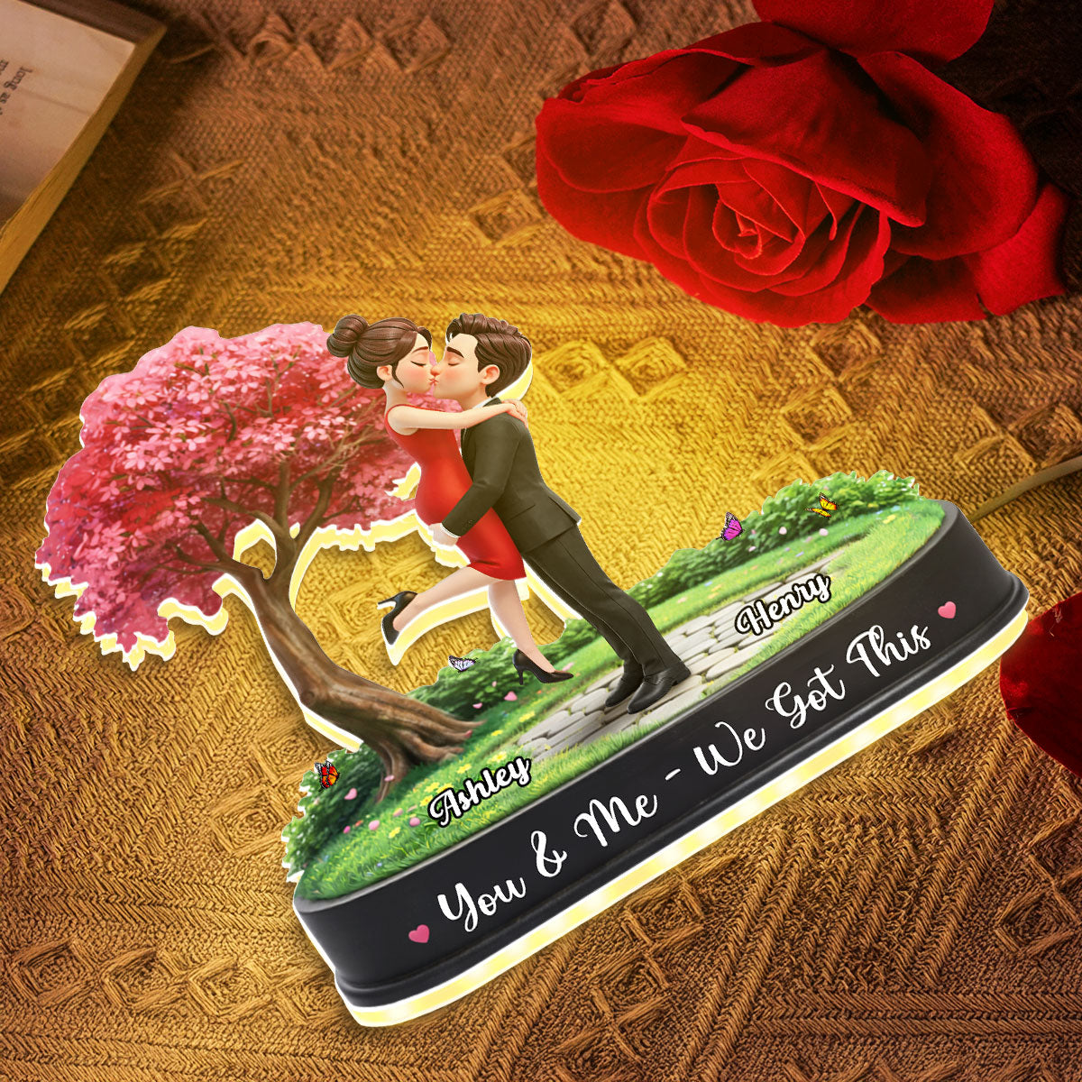 My Favorite Place is Inside Your Hug Couple Kissing - Personalized Light Box - Valentine's Day Gift for Her, for Him