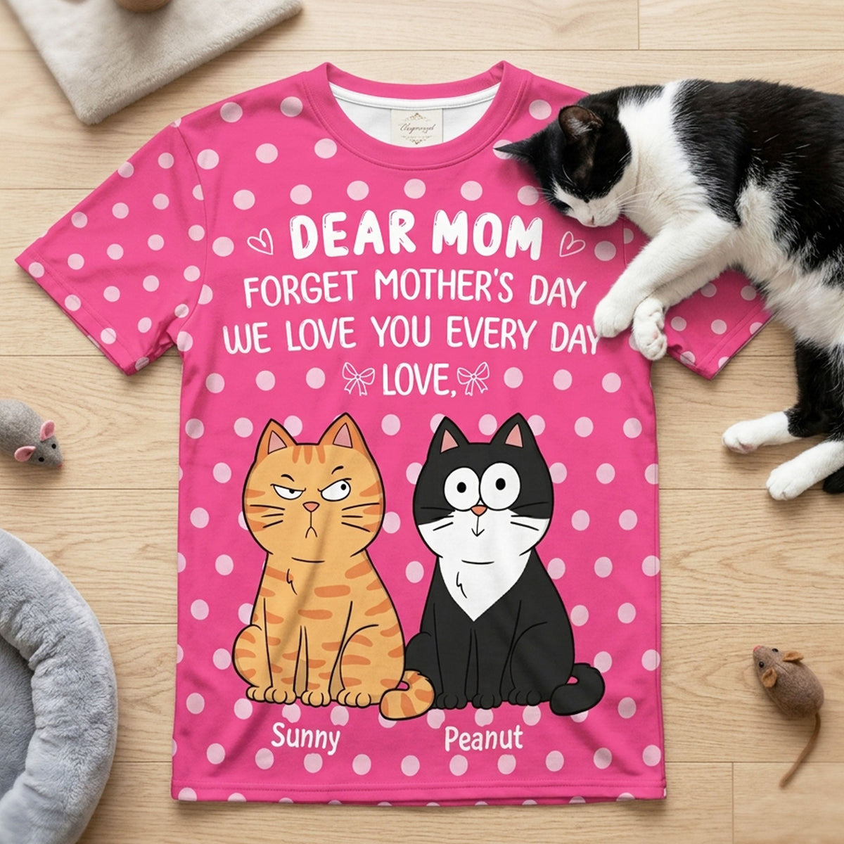 Trendy Style Polka Dot Cat Mom Forget Mother's Day - Personalized Shirt - Gift For Cat Mom