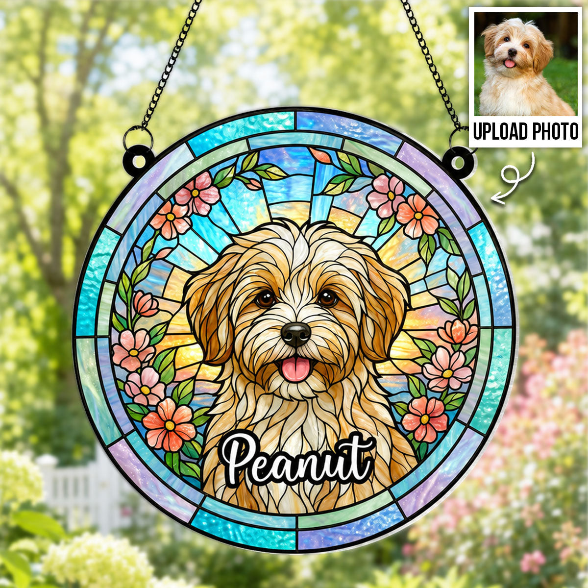 Dog Cat Portrait Custom Photo - Personalized Acrylic Window Hanging - Memorial Gift