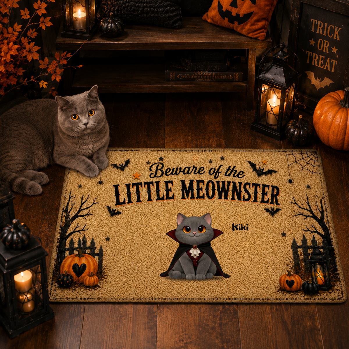 Spooky Halloween Beware of Little Cats Meownsters - Personalized Doormat - Halloween Gift For Cat Lovers, Halloween Decor