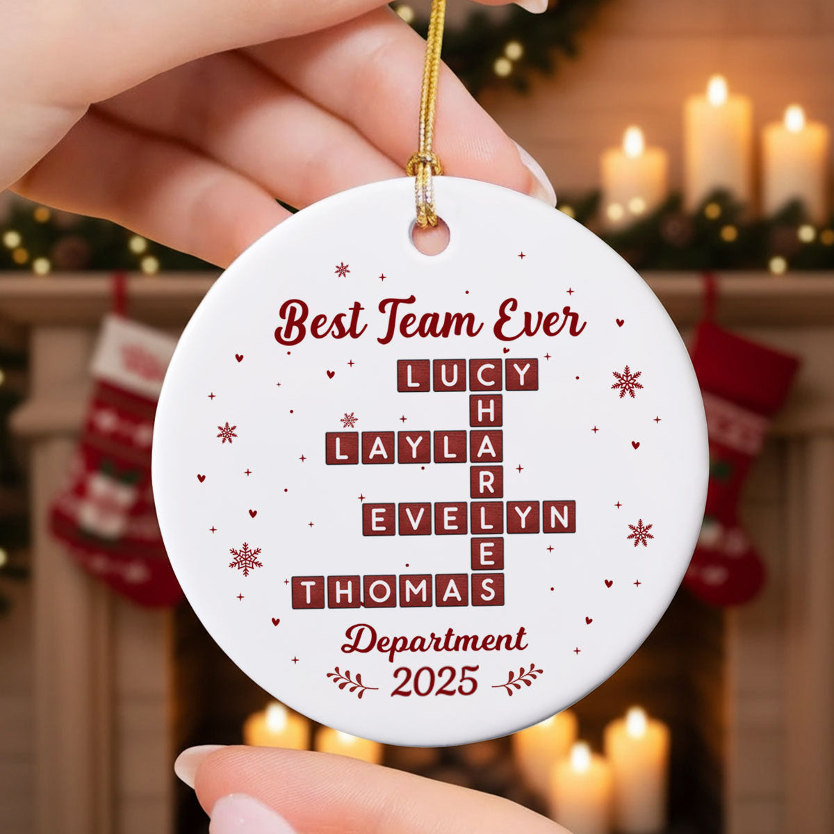 Best Team Ever Crossword Puzzle - Personalized Ceramic Ornament - Coworkers, Colleagues Gift Exchange