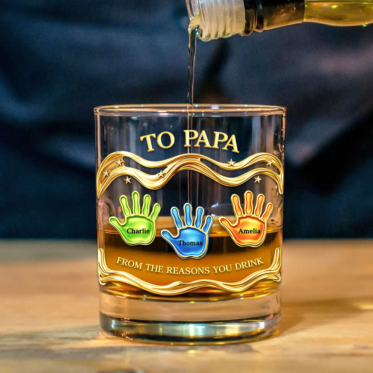 To Papa From the Reasons You Drink - Personalized Whiskey Glass - Father's Day Gift for Dad, Grandpa, Husband