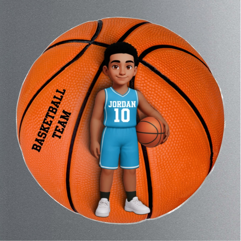 Basketball Boy & Girl - Personalized Acrylic Locker Magnet - Back To School Gift For Daughters, Sons, Grandkids, Teenagers, Teen Girl, Teen Boy