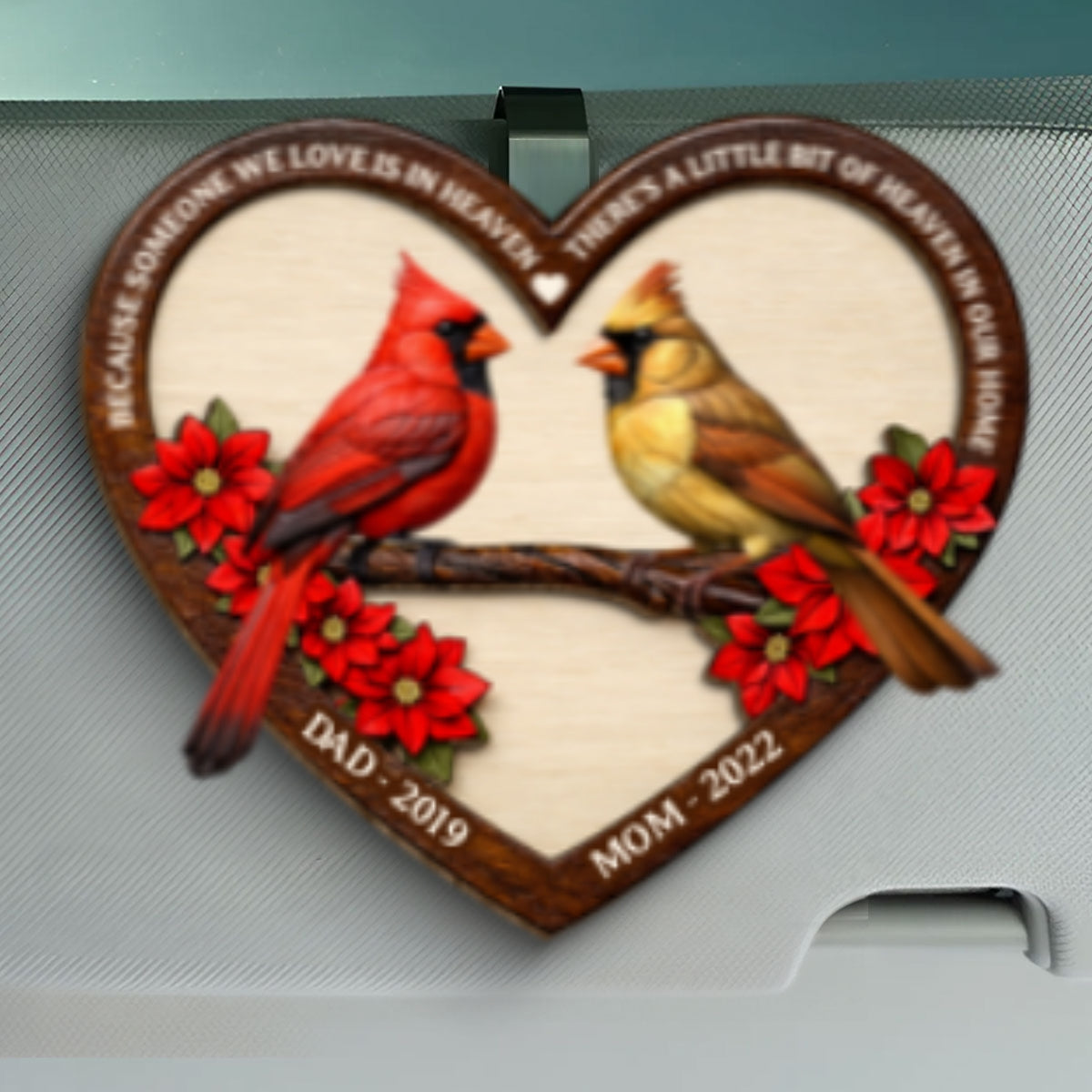 I Am Always With You Memorial Cardinal - Personalized Car Visor Clip - Heartfelt Remembrance Keepsake for Loved Ones