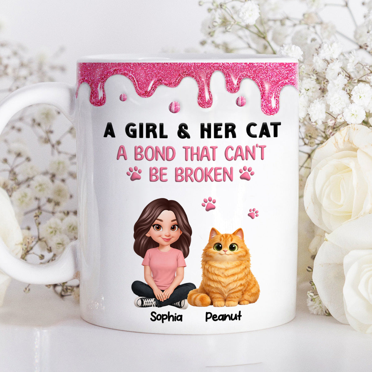 Adorable Cats A Girl And Her Cats - Personalized Mug - Mother's Day Gift For Cat Mom, Cat Lovers
