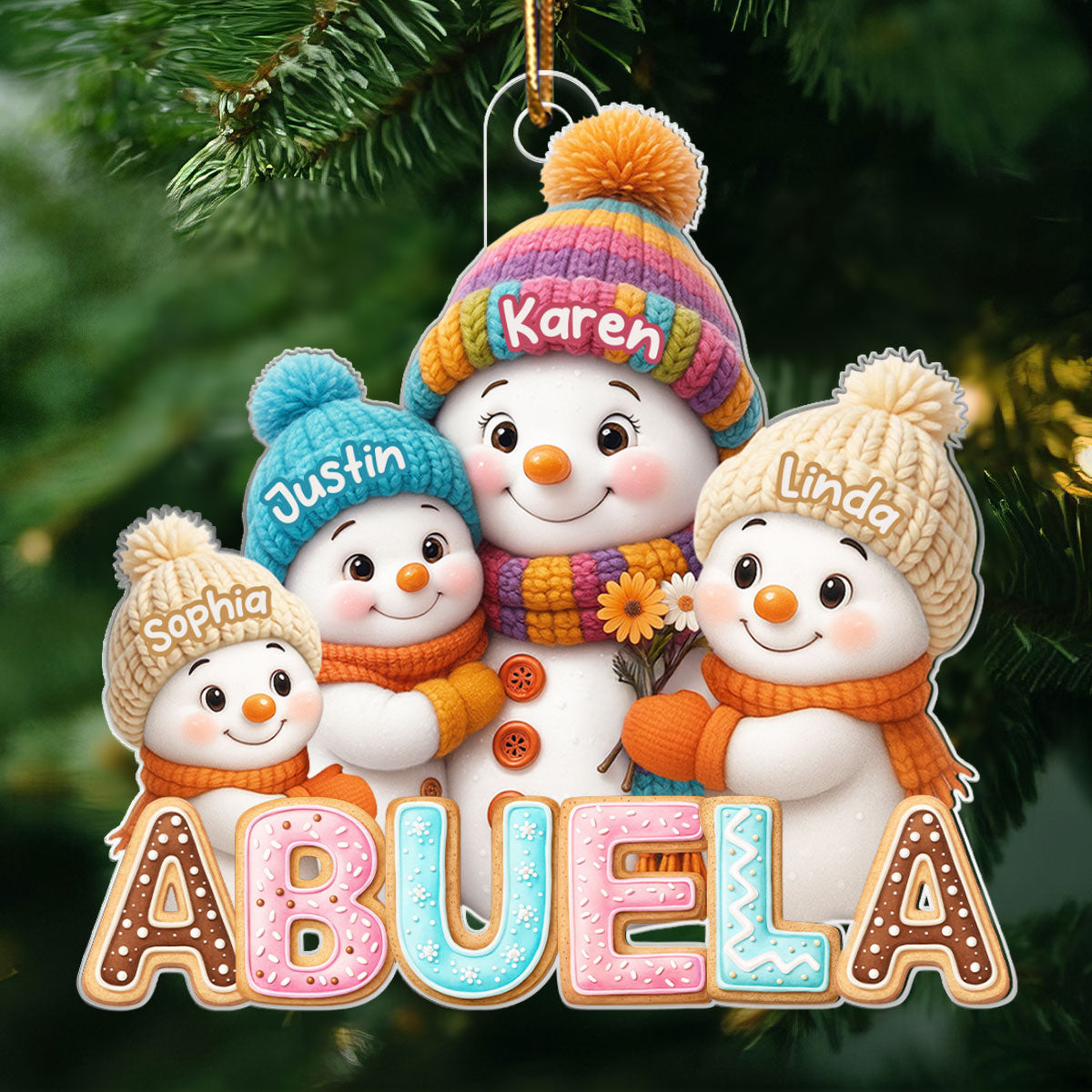 Grandma And Grandkids Christmas 2025 - Personalized Acrylic Ornament - Heartwarming Christmas Gift For Grandma