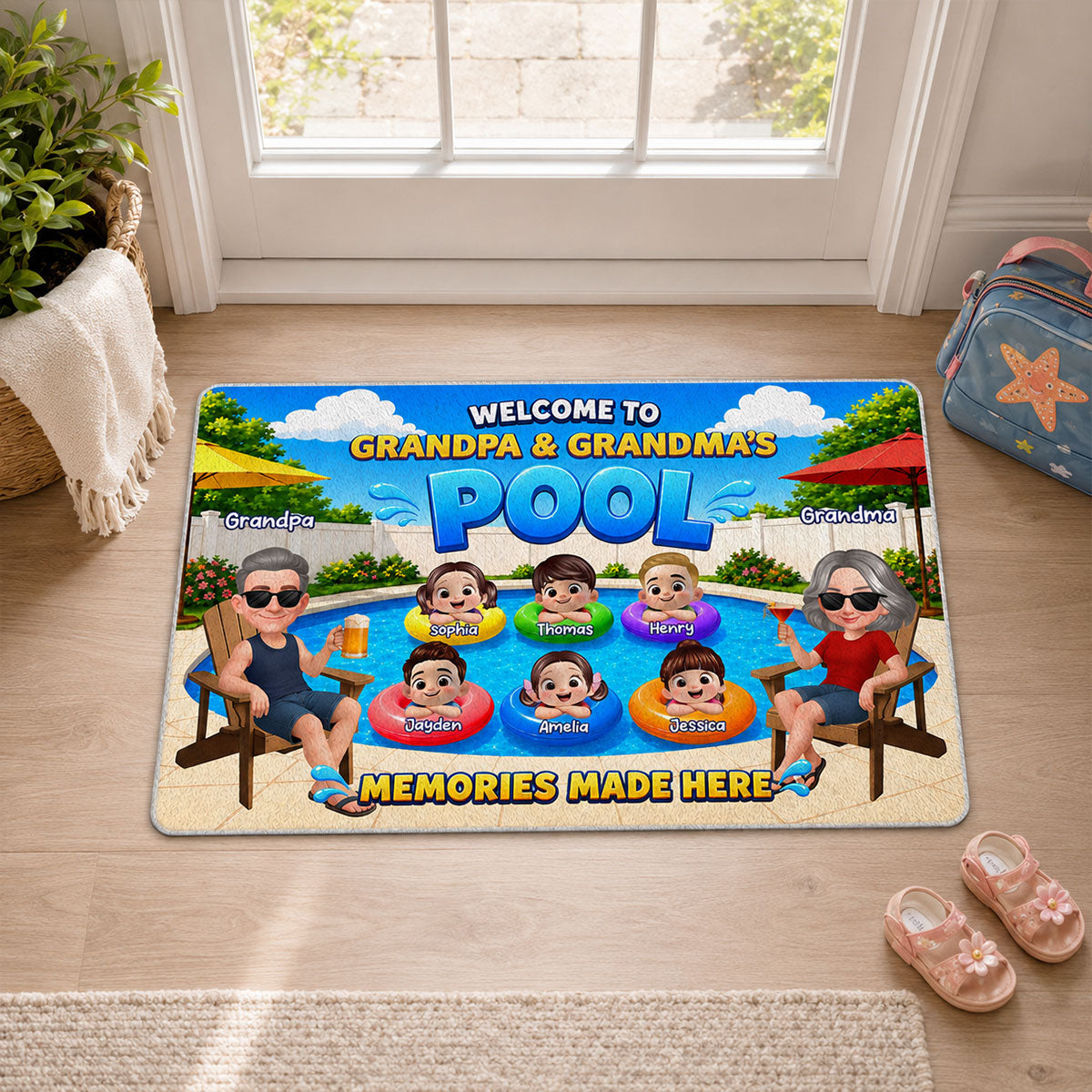 Welcome To Grandma Grandpa Pool Summer - Personalized Doormat - Gift For Grandparents, Summer Decoration