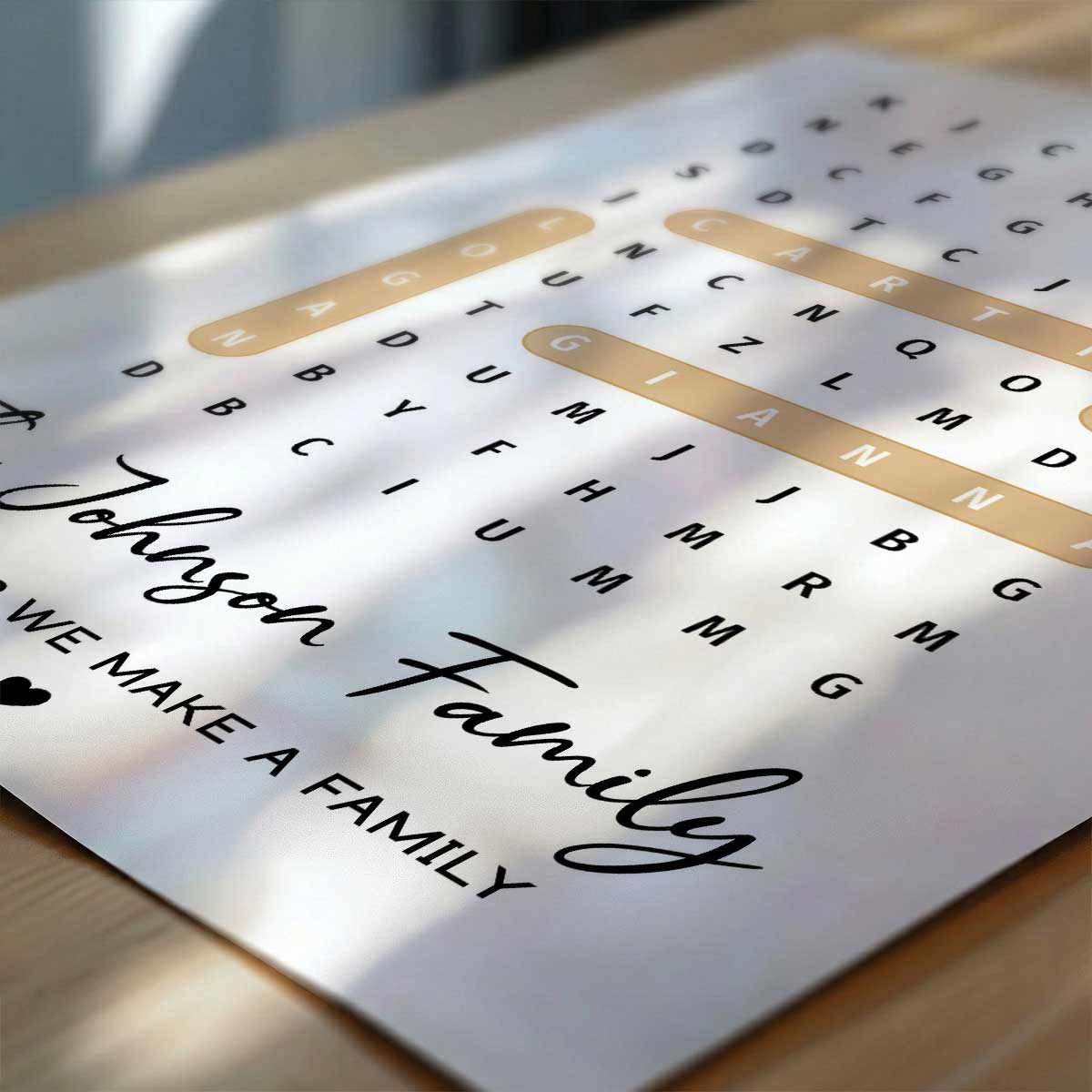 Family Name Word Search Puzzle Created In A Moment, Treasured Forever - Personalized Poster