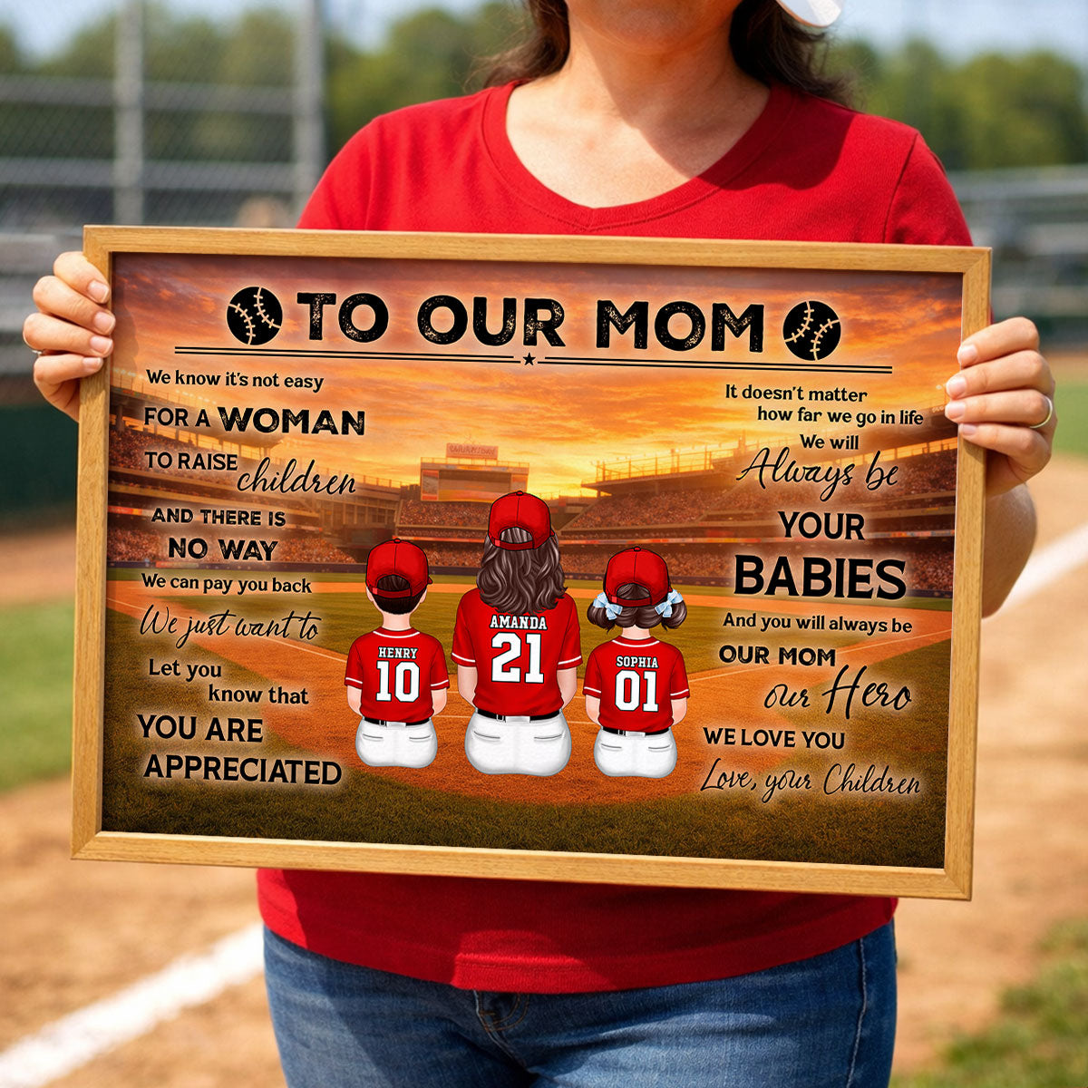 To My Mom Baseball Mom And Kids - Personalized Poster - Heartfelt Gift For Baseball Mom, Gift For Wife