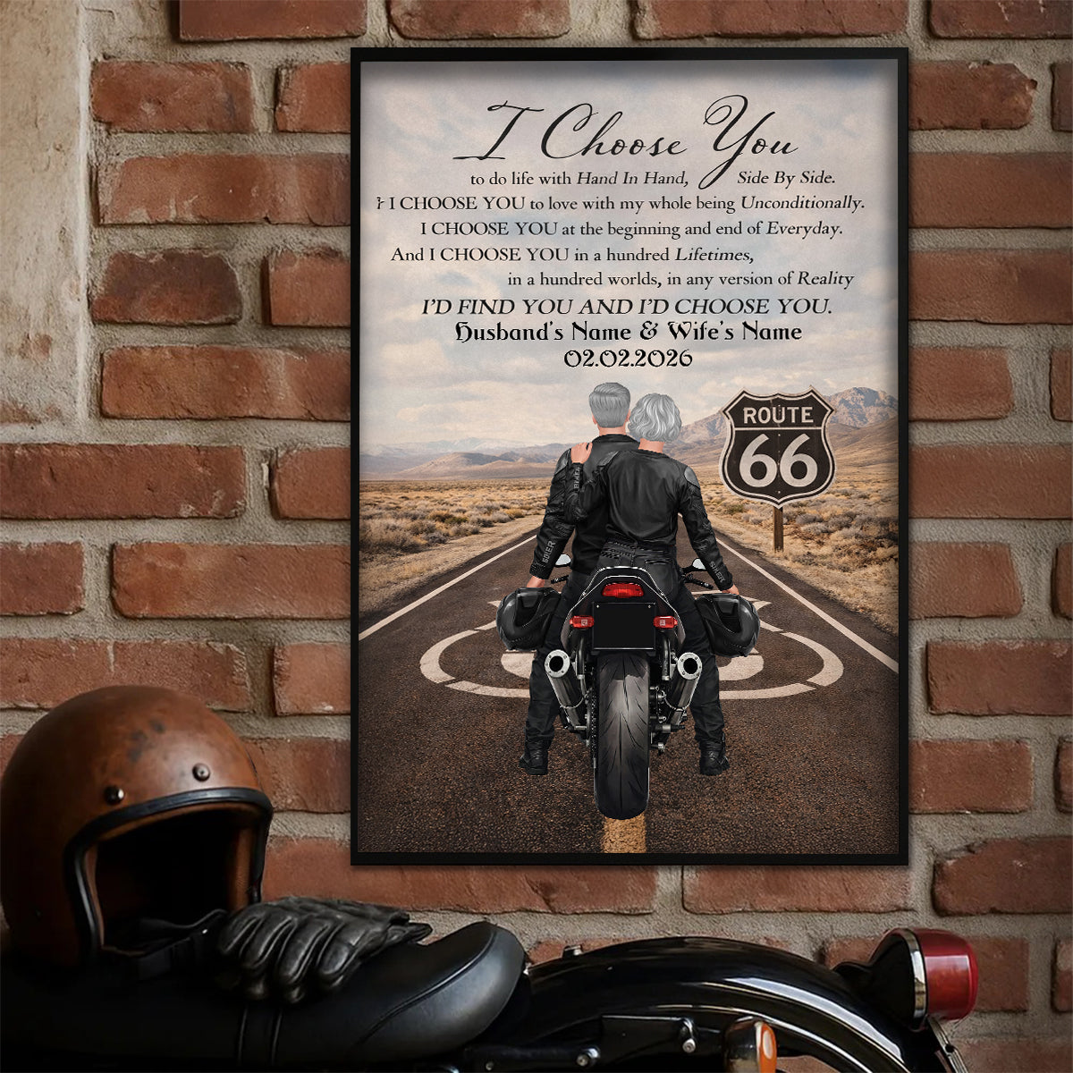 I Choose You Biker Couples - Personalized Poster - Sentimental Anniversary Gift for him, for her