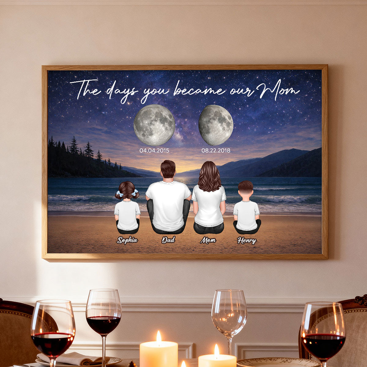 Endless Love The Day You Become Mom Grandma Custom Birth Moon Phase - Personalized Poster - Mother's Day Gift For Mom, Grandma