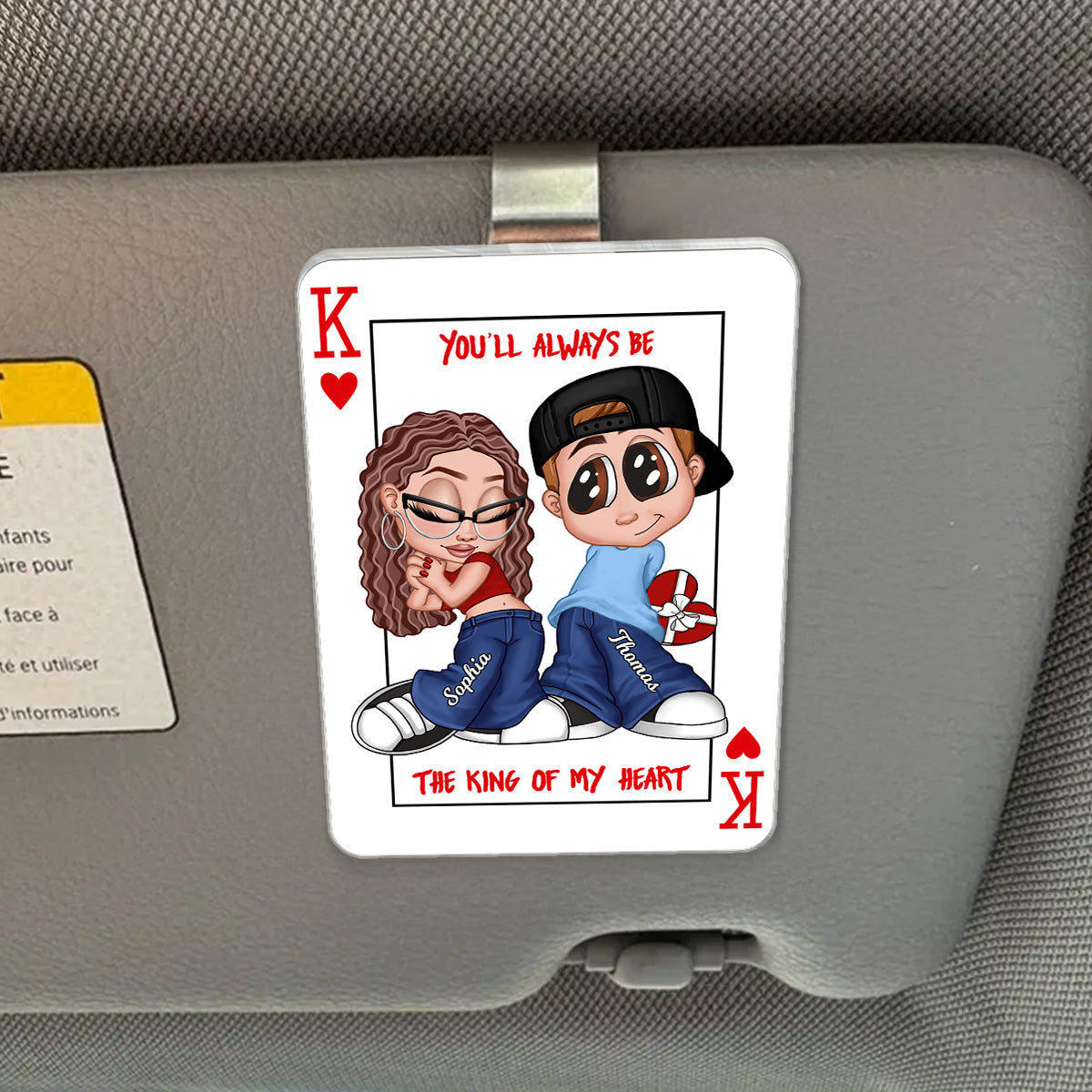 You're King/Queen Of My Heart Y2K Couple - Personalized Acrylic Car Visor - Valentine's Day Gift, Anniversary Gift For Him, For Her