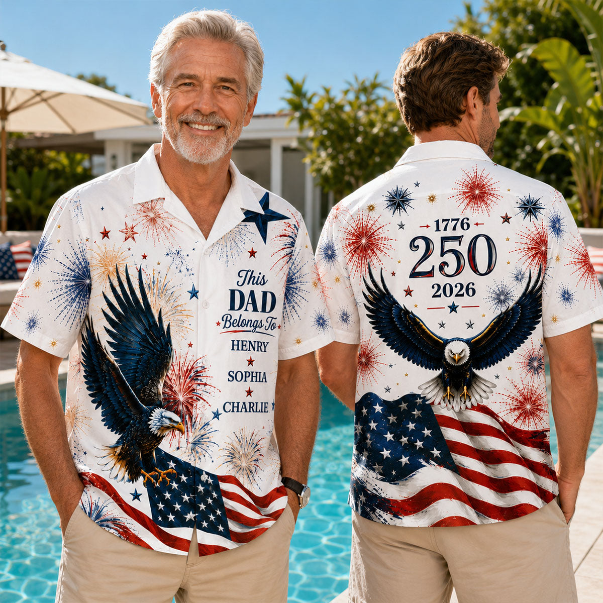 250 Years Of Freedom - Personalized Hawaiian Shirt - 4th July Gift For Men, Grandpas, Dads, Husband