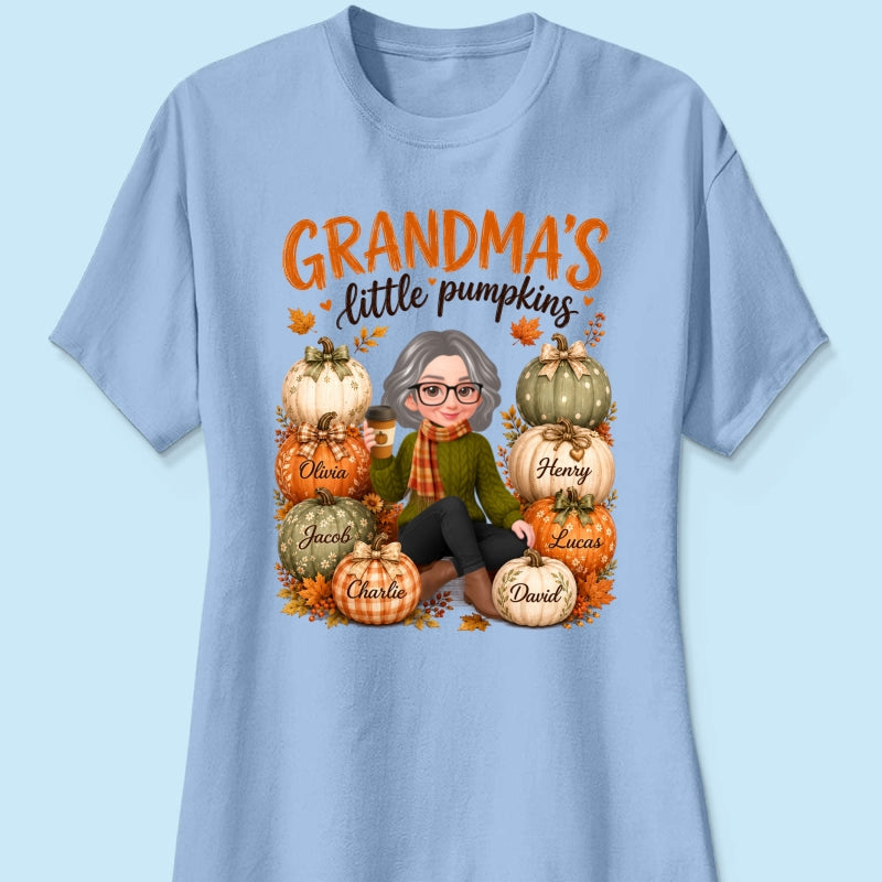 Grandma's Little Pumpkins - Personalized Shirt - Cozy Fall Tee for Grandma