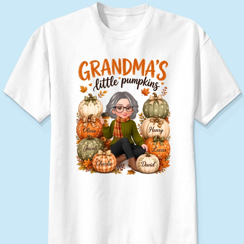 Grandma's Little Pumpkins - Personalized Shirt - Cozy Fall Tee for Grandma