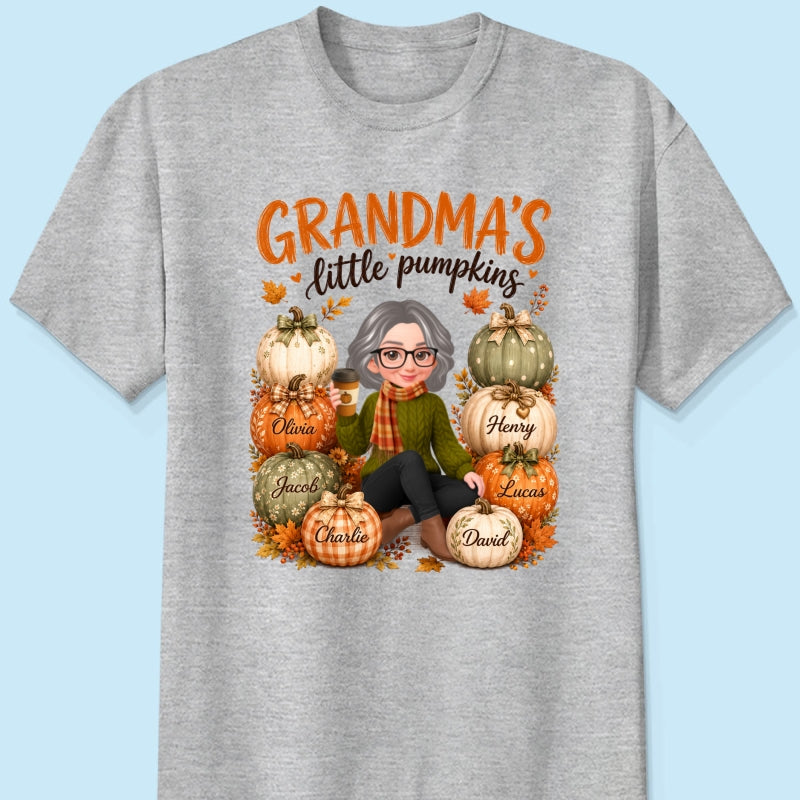 Grandma's Little Pumpkins - Personalized Shirt - Cozy Fall Tee for Grandma