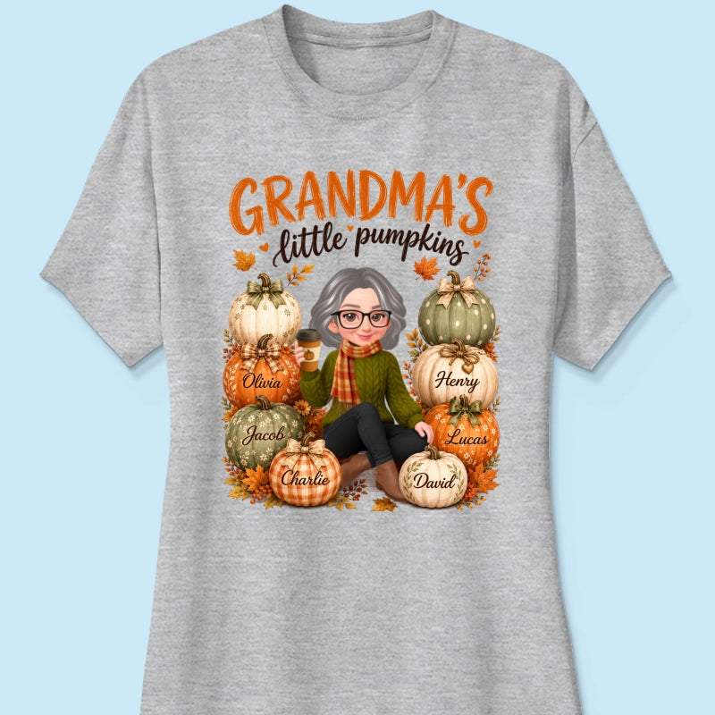 Grandma's Little Pumpkins - Personalized Shirt - Cozy Fall Tee for Grandma