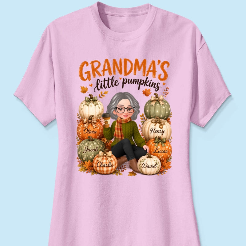 Grandma's Little Pumpkins - Personalized Shirt - Cozy Fall Tee for Grandma