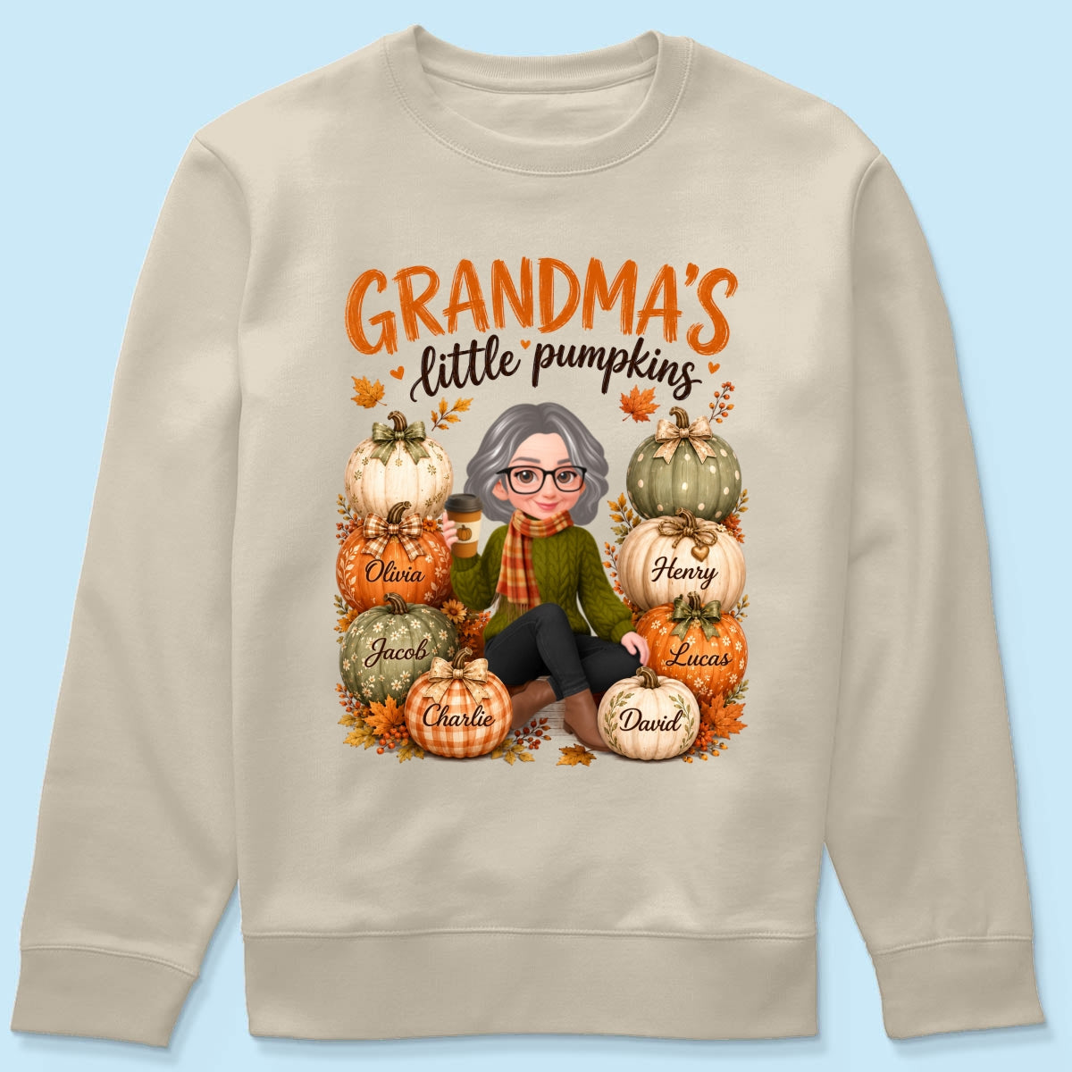 Grandma's Little Pumpkins - Personalized Shirt - Cozy Fall Tee for Grandma