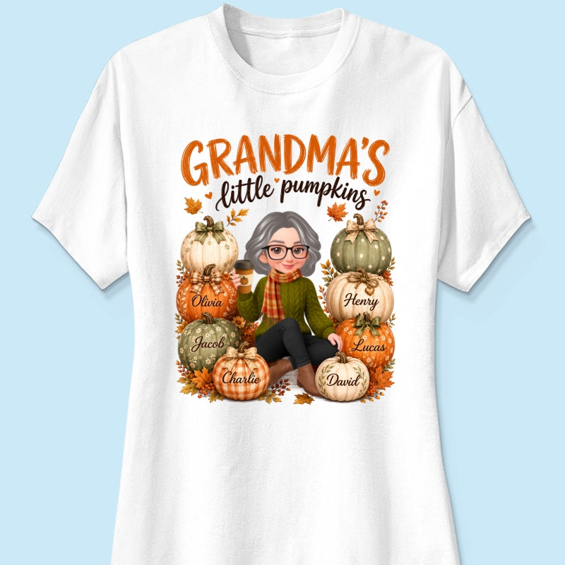 Grandma's Little Pumpkins - Personalized Shirt - Cozy Fall Tee for Grandma
