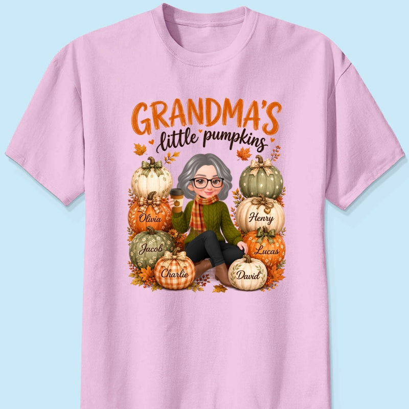 Grandma's Little Pumpkins - Personalized Shirt - Cozy Fall Tee for Grandma