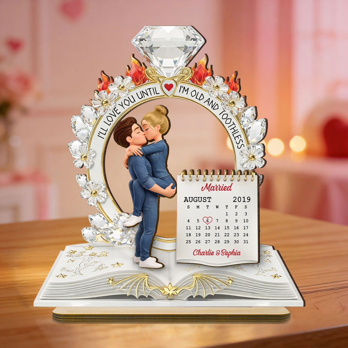 I'll Love You Until I'm Old And Toothless - Personalized 2-Layered Wooden Plaque - Anniversary, Valentine's Day Gift, Gift For Him, Gift For Her