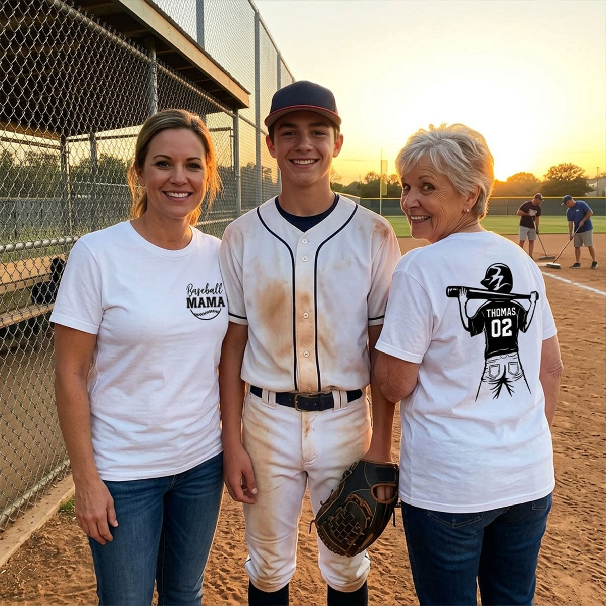 Baseball Mom Grandma - Personalized Double Sided Shirt - Game Day Baseball Little League