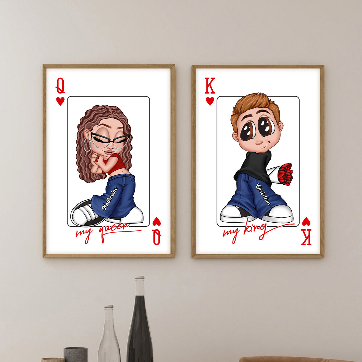My King My Queen Y2K Couple - Personalized Poster - Valentine's Day Gift, Anniversary Gift For Him, For Her [Sold Individually]