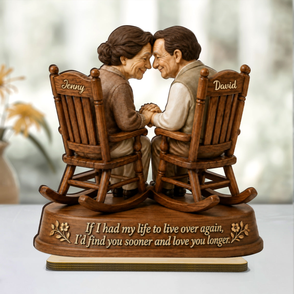 If I Had My Life to Live Again Growing Old Couple - Personalized 2-Layered Wooden Plaque - Anniversary Gift for Her, for Him