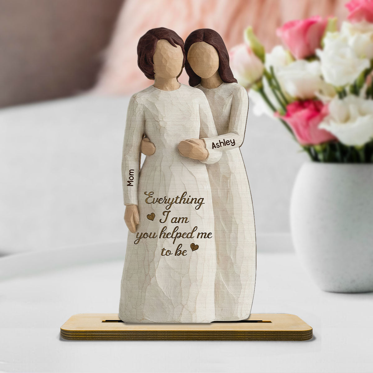 To Mom Never Forget I Love You 2D Flat - Personalized 2-Layered Wooden Plaque - Gift For Mom From Daughter