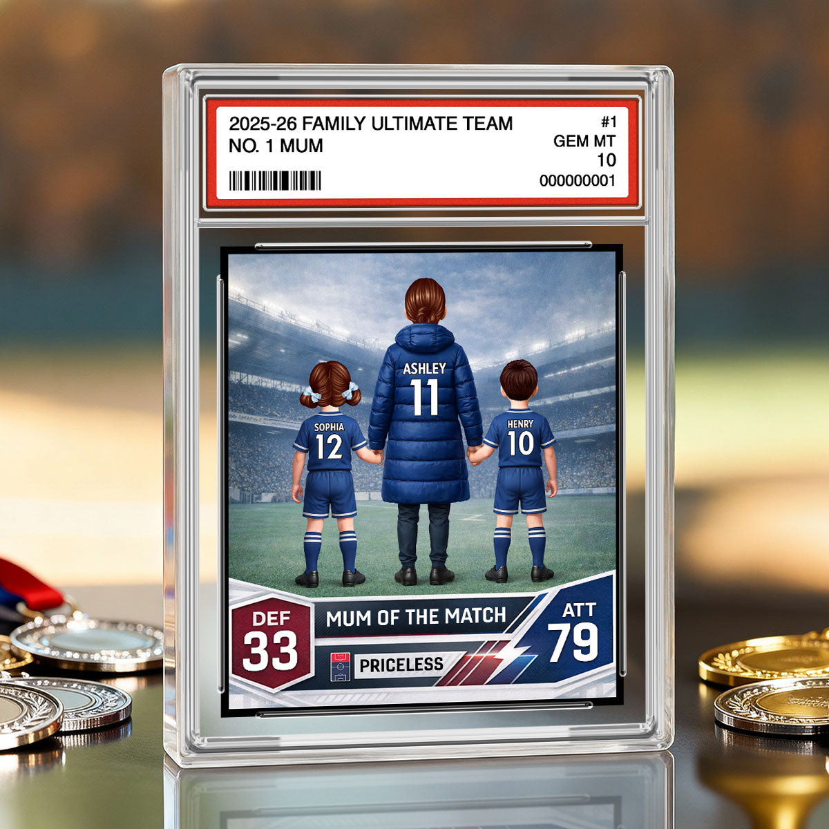 Football Mum Trading Card Style - Personalised Acrylic Block Plaque - Gift For Football Mum