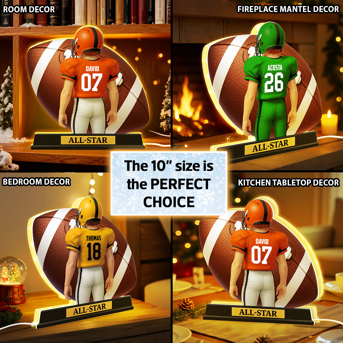3D Effect Football Teenager Player - Personalized Light Box - Christmas Gift For Teen Boy, Son, Grandson
