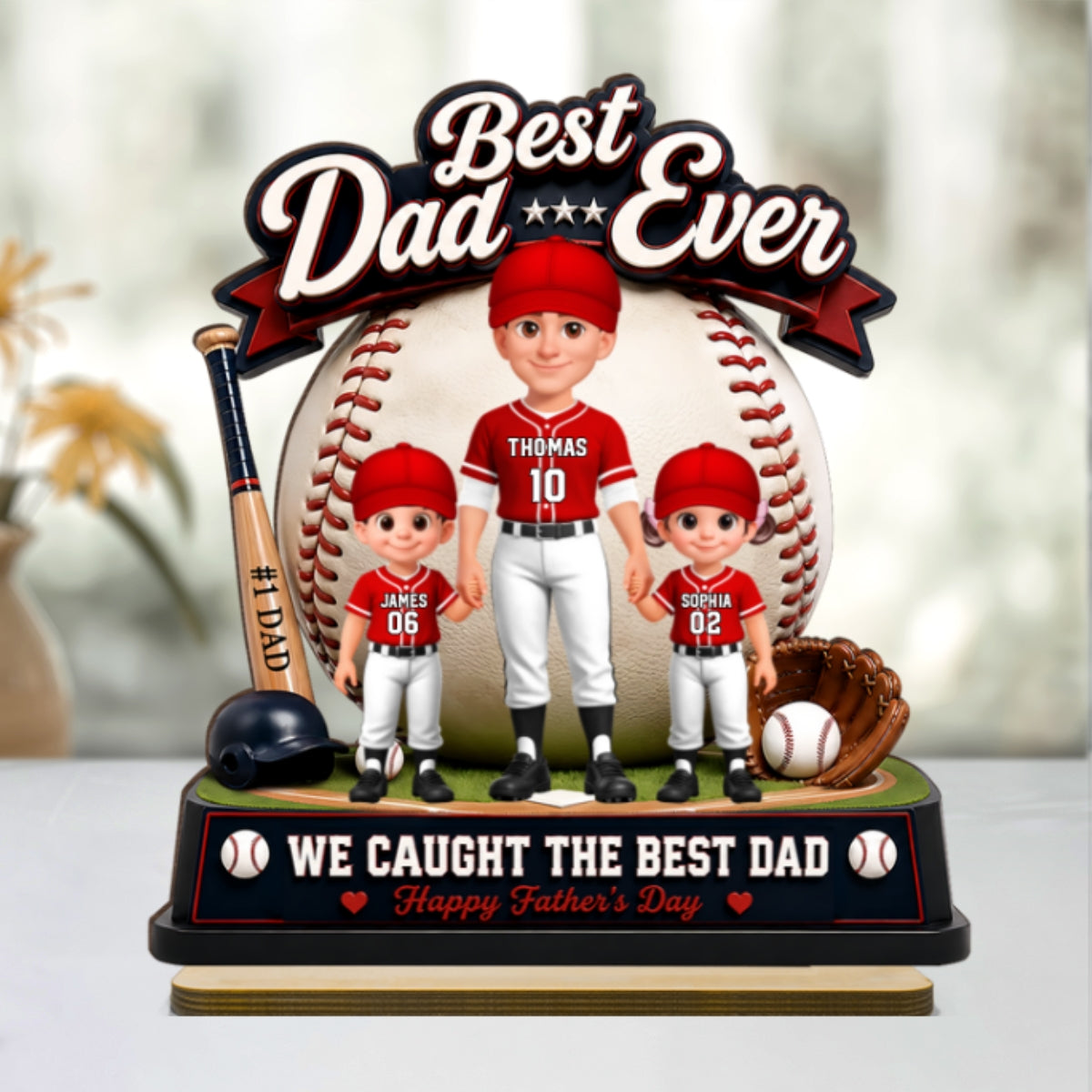 The Home Run Hero Dad Baseball - Personalized 2-Layered Wooden Plaque - Heartfelt Gift For Dad, Husband